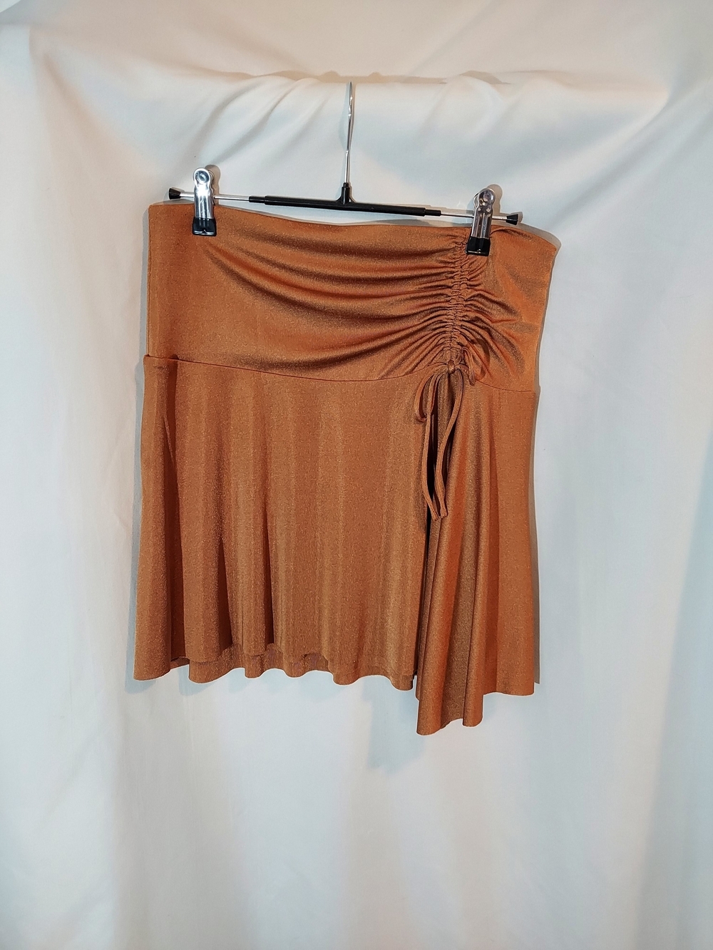 Free People Who’s That Mini Skirt Asymmetrical Ruched Cathaway Spice Rust M